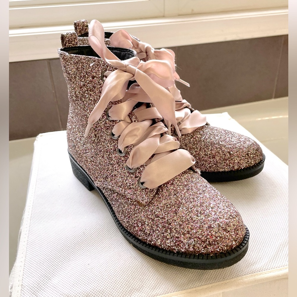 Sparkly Prom/wedding old rose glitter boots